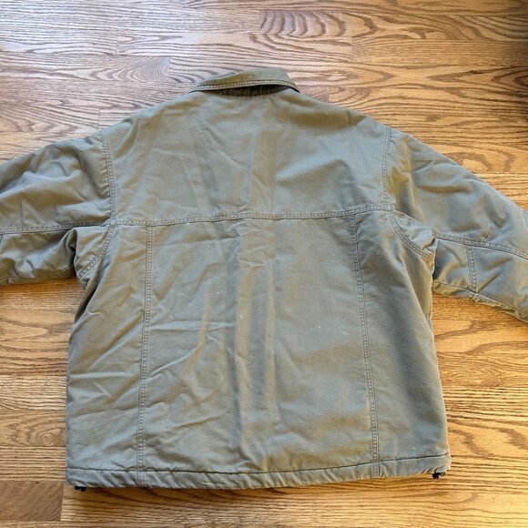 VINTAGE COLUMBIA INSULATED BOMBER JACKET KHAKI CANVAS GRANITE STONEWASH LARGE - Picture 4 of 8